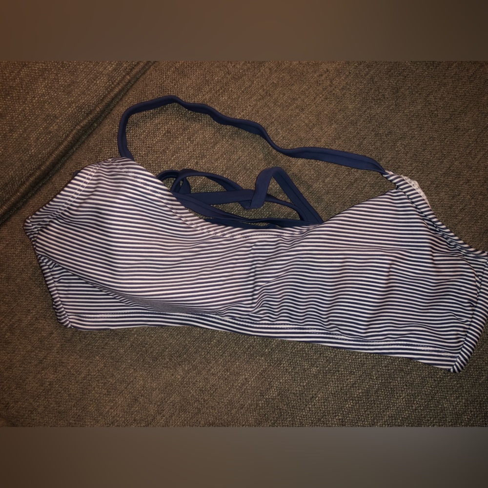 Blue and white stripped bikini top